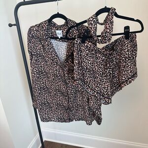 Elegant Leopard Print Pajama Set
